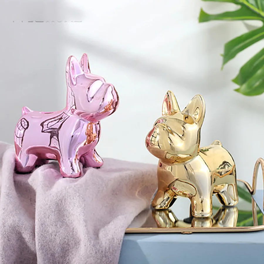 Nordic Creative Ceramic Bulldog Piggy Bank Coins Saving Box Cute Money Box Cofrinho Home Decor Piggy Bank Children 60A030