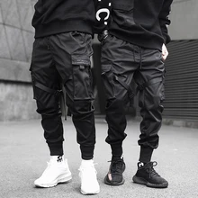 NIGRITY мужские шаровары с несколькими карманами в стиле хип-хоп, брюки с лентами, уличная одежда, мужские спортивные штаны, мужские повседневные модные брюки-карго для бега