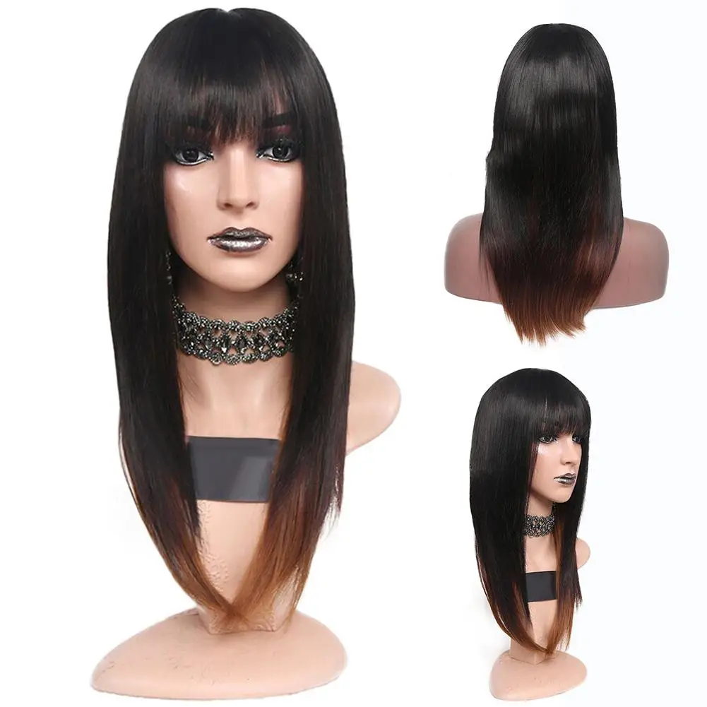 

Fashion Women Long Straight Gradient Hair Bangs Rose Net Wig Extension Hairpiece
