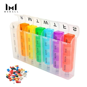 

28 Grid Spring Pill Box 7 Day Weekly Pillbox Plastic Storage Container Medicine Box Storage Of Tablets Colorful Pill Dispenser