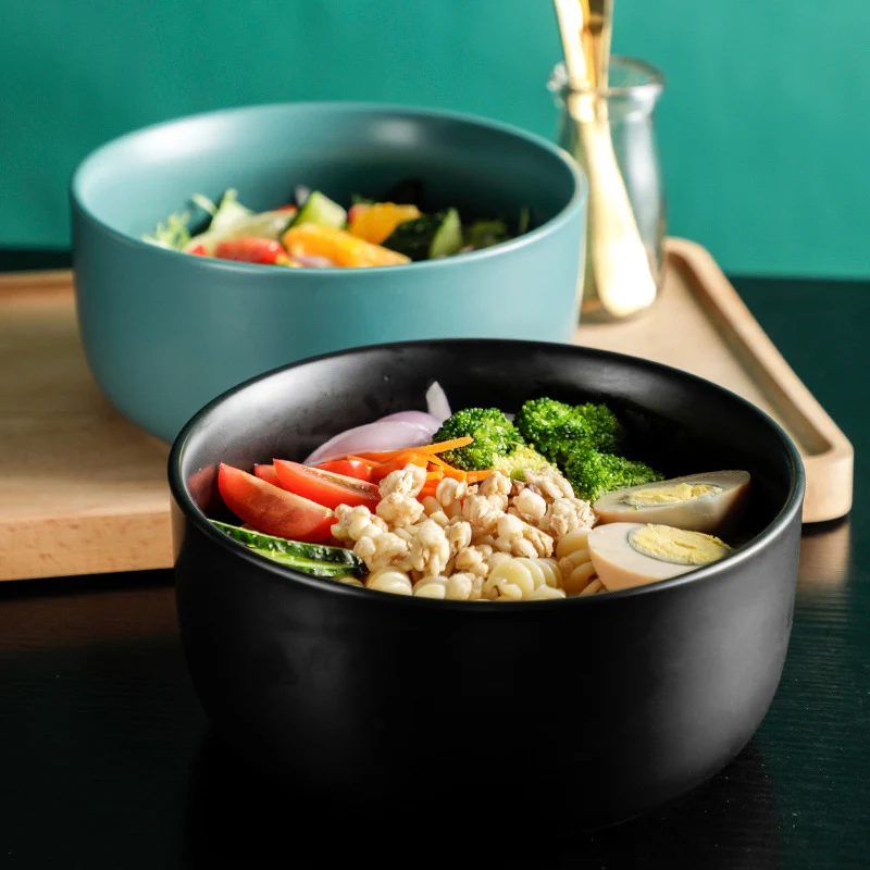Керамическая чаша Ramen, японский большой салат, суп, миска для Udon Pho, лапша, хлопья, круглая фарфоровая паста, миска