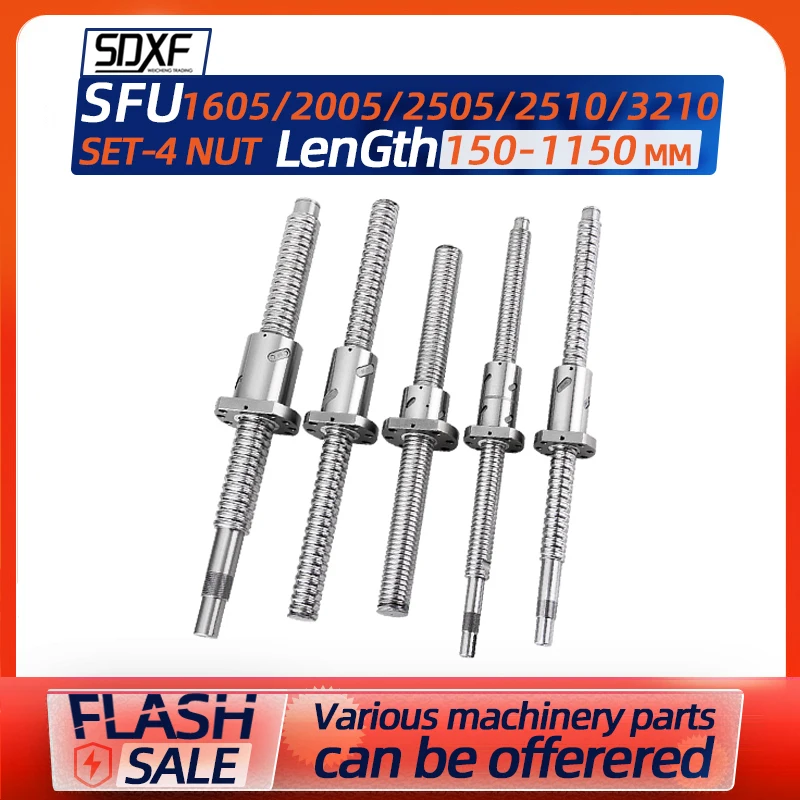 

Precision ball screw-4 nut set grinding custom SFU1605 2005 2505 2510 3210 and end machined 250 300 350 400 450 500 550 600 650