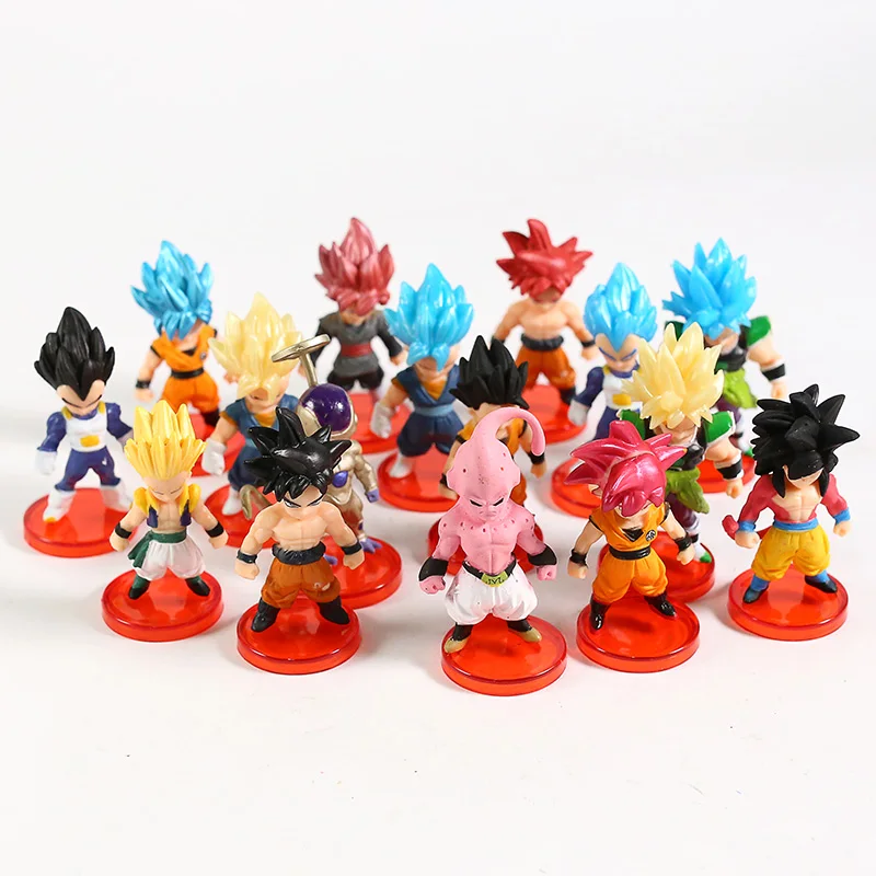 16pcs/lot Dragon Ball Super Saiyan God Action Figure Son Goku Gohan Vegeta Vegetto Frieza Zamasu Ultra Instinct Model Toys Gift