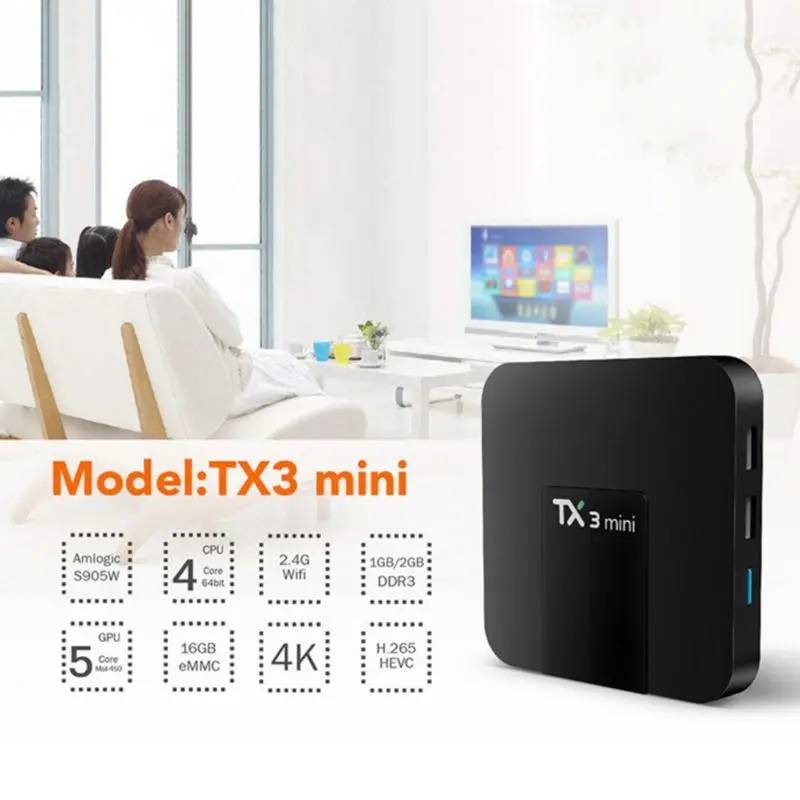 1 комплект ТВ-приставка TX3 Mini 2 ГБ+ 16 ГБ Android 7,1 четырехъядерный HD медиаплеер телеприставка