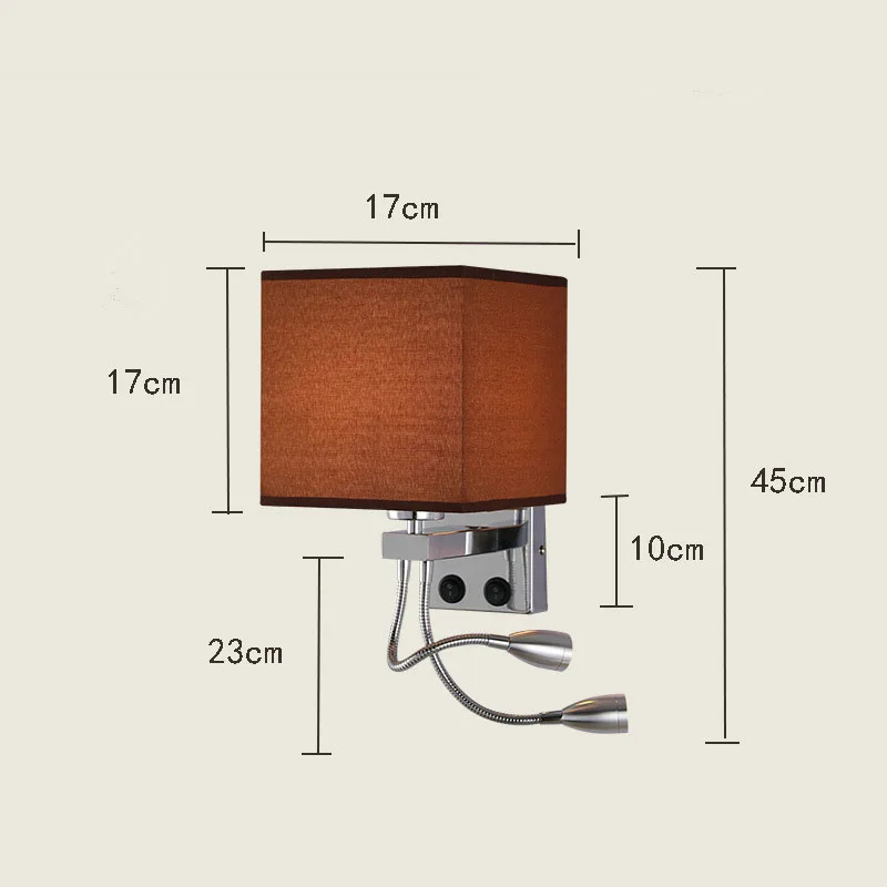 coffee 2 light Led оригинальность настенный светильник Непрерывная система отель спальня Европейский Usb зарядка Крытая прикроватная лампа - Цвет абажура: coffee 2 light
