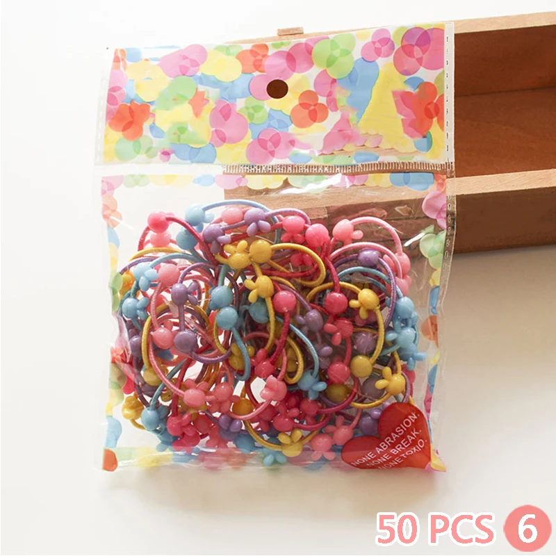 50Pcs/set Fashion Headwear Baby Hair Circle Cartoon Animal Hair Rope Rubber Band Children Headband Women Hair Jewelry - Окраска металла: 50PCS   6