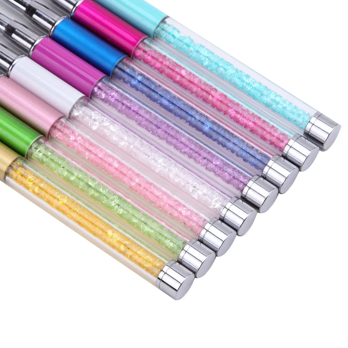 New Reusable Portable Eyelash Brush Cosmetic Mascara Wand Makeup Tool Pen Spiral Rhinestone Lash Brush 2