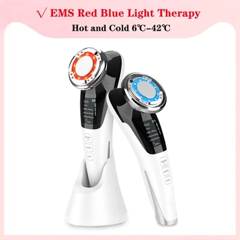 

EMS LED Light Therapy Sonic Vibration Wrinkle Remover Facial Massage With ION And Photon Function Hot Cool Treatment Face Care