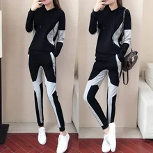 2020 New Spring Autumn Fall Tracksuits Women Set Hooded Sweatshirt Top Pants 2 Two Piece Set Sportswear Outfit Large Plus Size