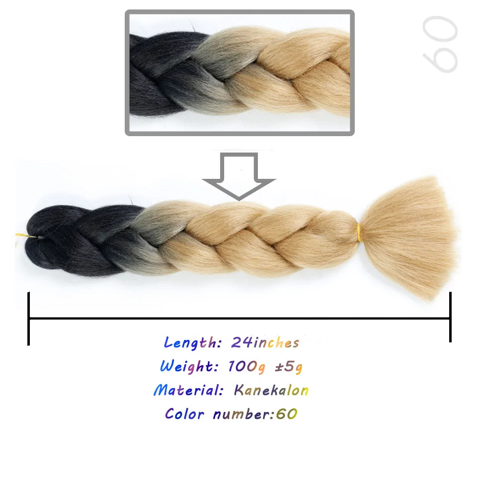 LANLAN постепенно меняющийся цвет большая коса разноцветные высокотемпературные шелковые твист beat косички маленькие дреды парик Головные уборы - Цвет: #130