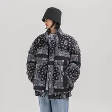 Западное побережье, этнический стиль, кешью, полная версия, с принтом, стоячий воротник, хлопковое пальто для мужчин, популярный бренд, для девочек, зима, толстый хлопок