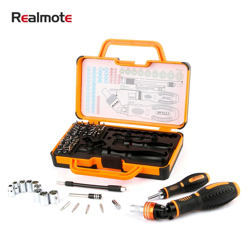 Realmote 69 In 1 Ratchet Precision With Handle Screwdriver Set Screw Driver Repair Tool Kit For Car Bicycle