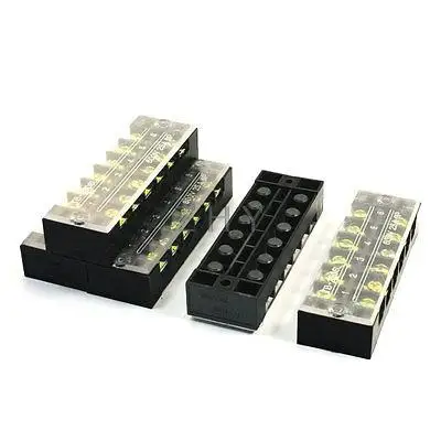 

5PCS Double Rows 6P 6 Positions Covered Barrier Screw Terminal Block 600V 25A