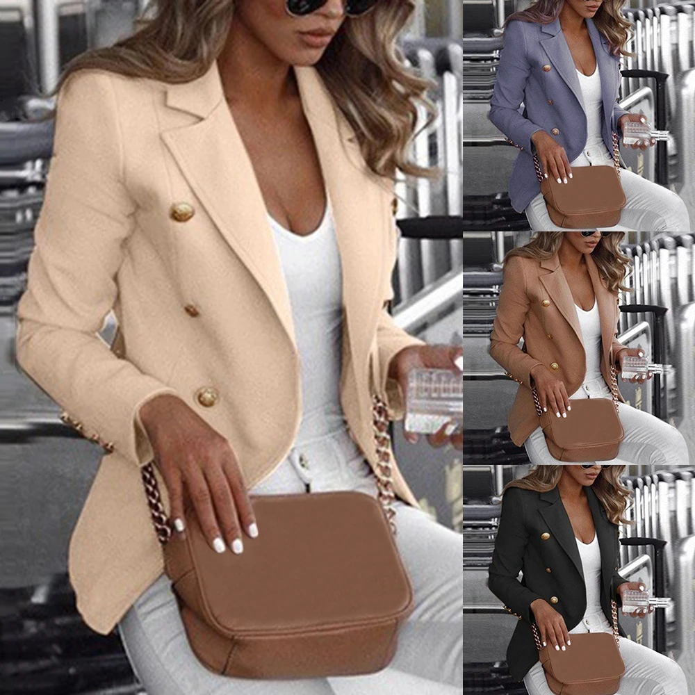 

Button Autumn Slim Fit Blazers Jacket Long-sleeved Blaiser Feminino Chaqueta Mujer Plus Size 4XL 5XL Office Tops Jacket Women