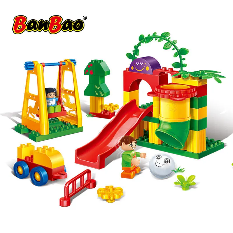 BanBao 6517 парк развлечений горка качели игровая площадка большие частицы кирпичи