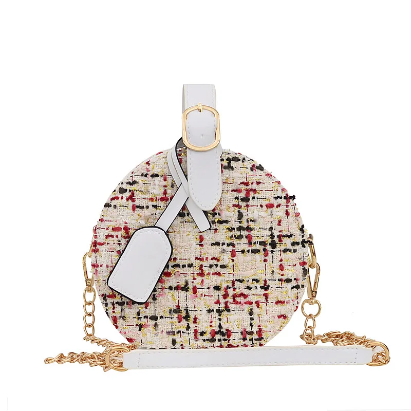 

Ladies Colorful Round Messenger Shoulder Bag Women Casual Chain Shoulder Strap Zipper Crossbody Bag Daily Portable Handbags