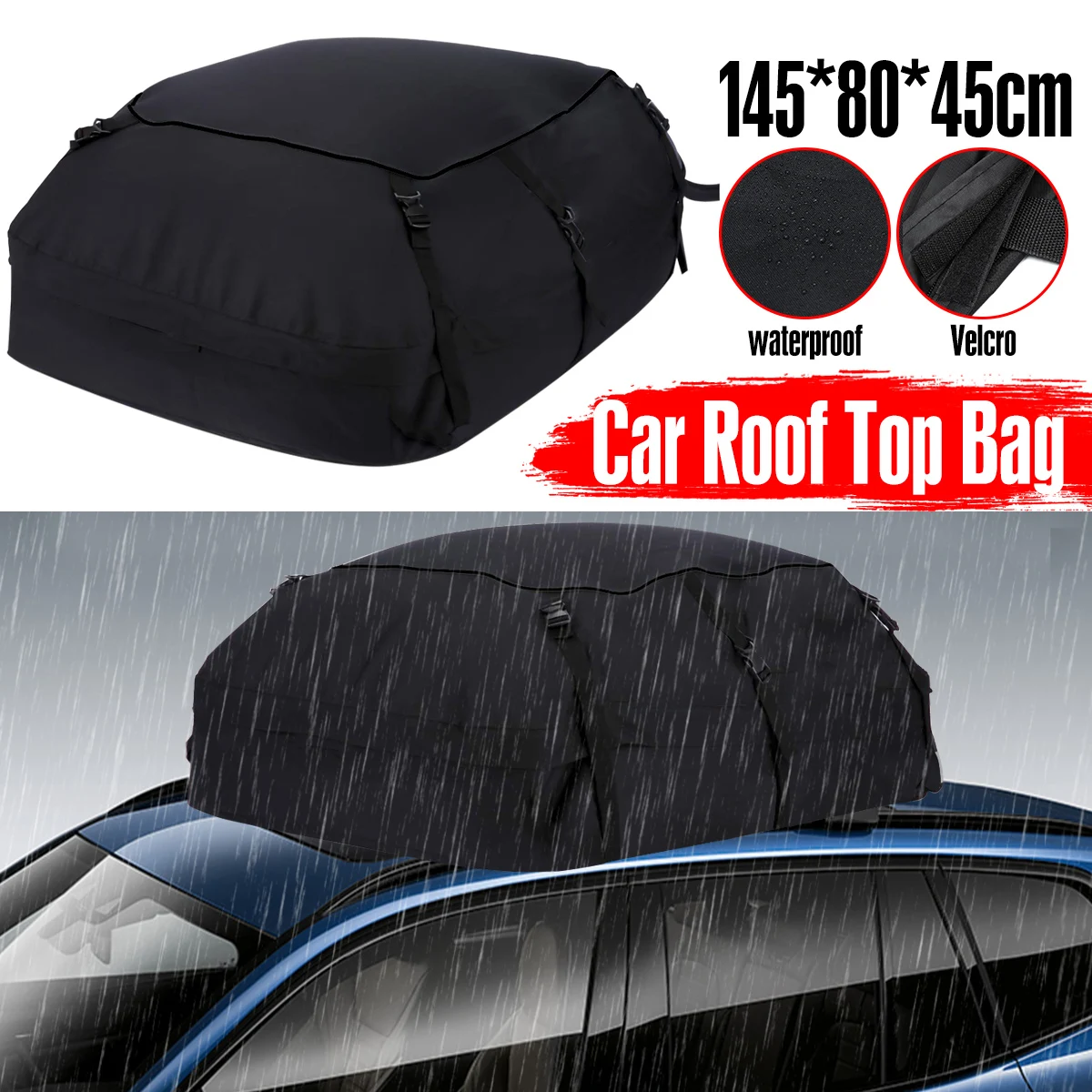 145x80x45cm Universal Waterproof Car Roof Top Rack Carrier Cargo Bag