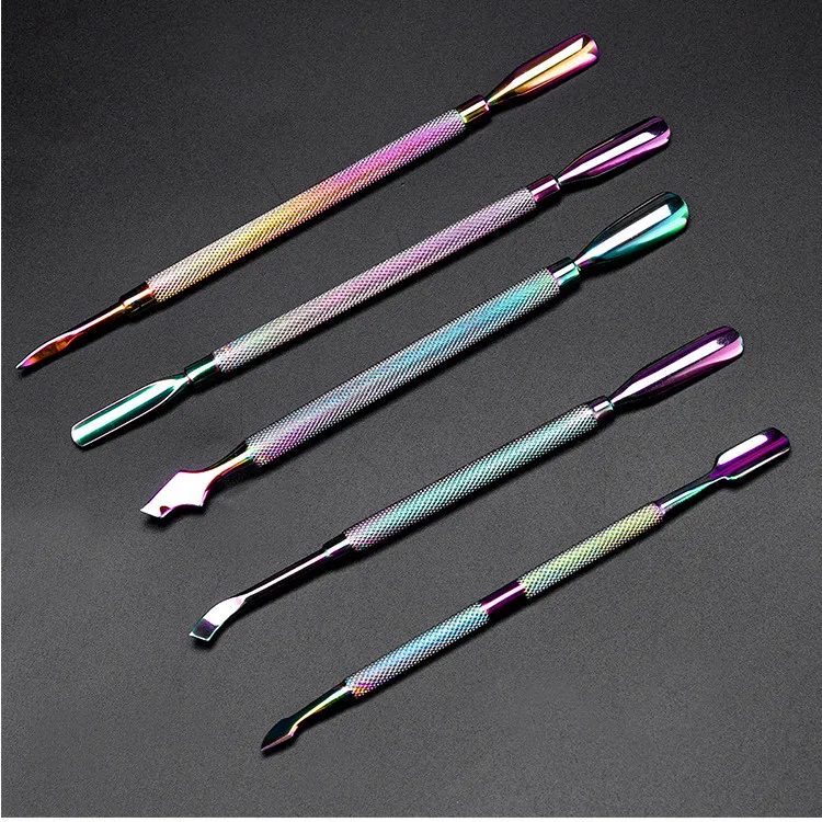 

Stainless Rainbow Color Titanium Nail Cuticle Pusher Tweezer Cutter Nipper Clipper Dead Skin Remover Manicure Nail Art Tool