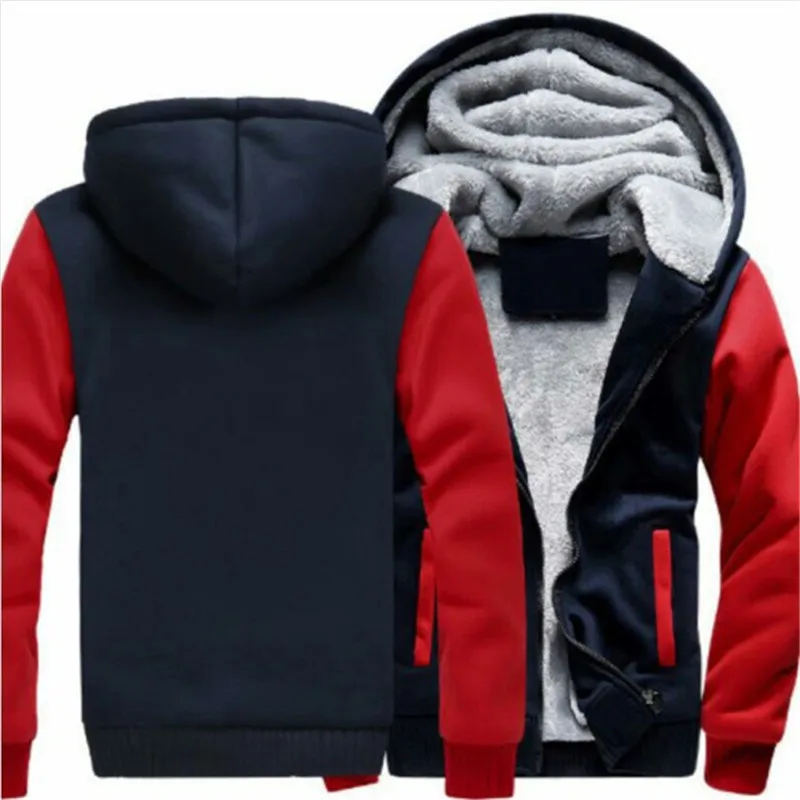 Новые толстовки, Мужская брендовая одежда с капюшоном, повседневное зимнее утолщенное теплое пальто, мужские бархатные толстовки, пальто на молнии, кардиган с капюшоном - Цвет: Красный