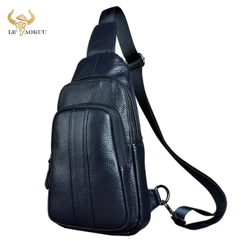 

Men Real Leather Casual Fashion Waist Pack Chest Bag Sling Bag One Shoulder Bag Crossbody Bag Daypack For Male 8005