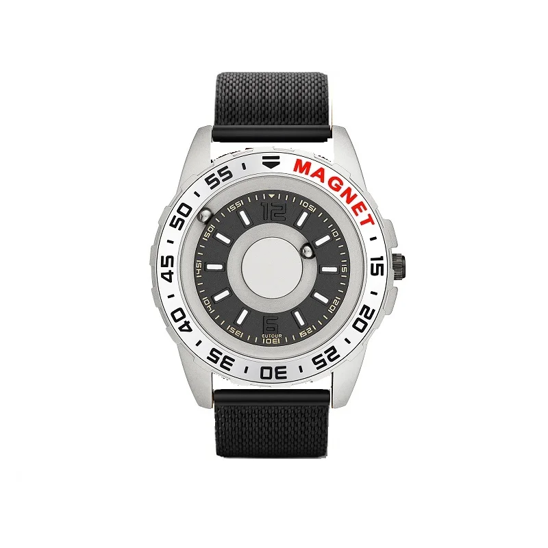 Новые часы eutour мужские инновационные магнитный шарик шоу кварцевые мужские часы из натуральной кожи холщовый стальной ремешок часы Relogio Masculino - Цвет: Silver Black Steel