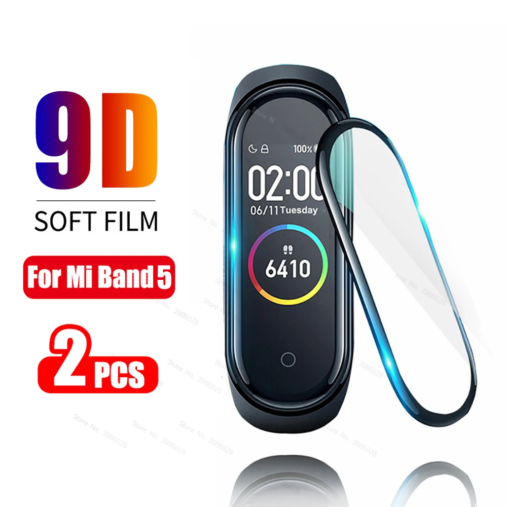 3D Защита экрана для Xiaomi mi band 5 стеклянная пленка Mi band5 смарт-браслет мягкая