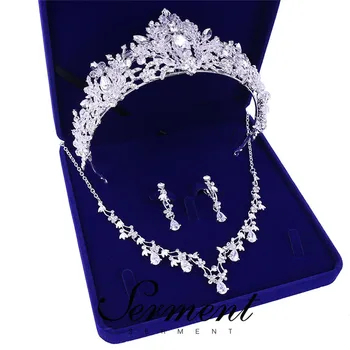

SERMENT Baroque Crystal Bridal Jewelry Sets Rhinestone Tiaras Crown Necklace Earrings for Bride Wedding Dubai Jewelry