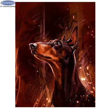 

Doberman diamond embroidery kits 5d diy diamond painting cute pet dog diamond mosaic cross stitch full drill square round,