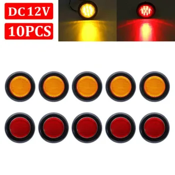 

10pc Side marker lights Round Amber Side Marker Truck Lights 12V 2inch
