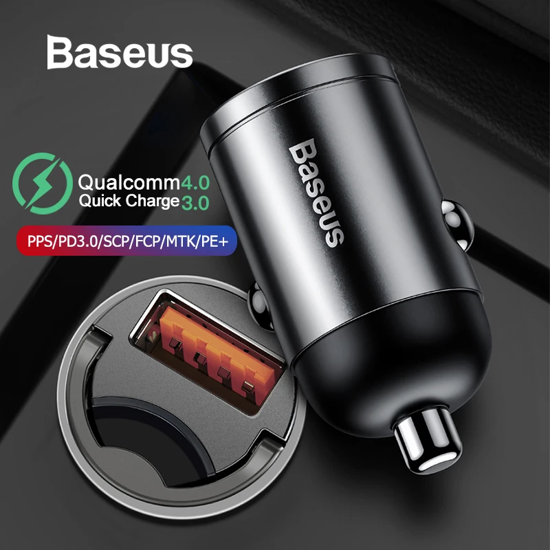 Автомобильное зарядное устройство Baseus Quick Charge 4,0 3,0 USB C для мобильного телефона huawei P30 Xiaomi Mi9 QC4.0 QC3.0 type C PD 3,0 Быстрая зарядка автомобиля