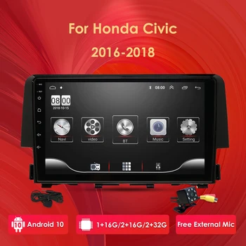 

Car Multimedia Player Android 10 OS 2 Din Car GPS Navigation Bluetooth Car Stereo Radio Only for Honda Civic 2016-2018 WiFi DVR