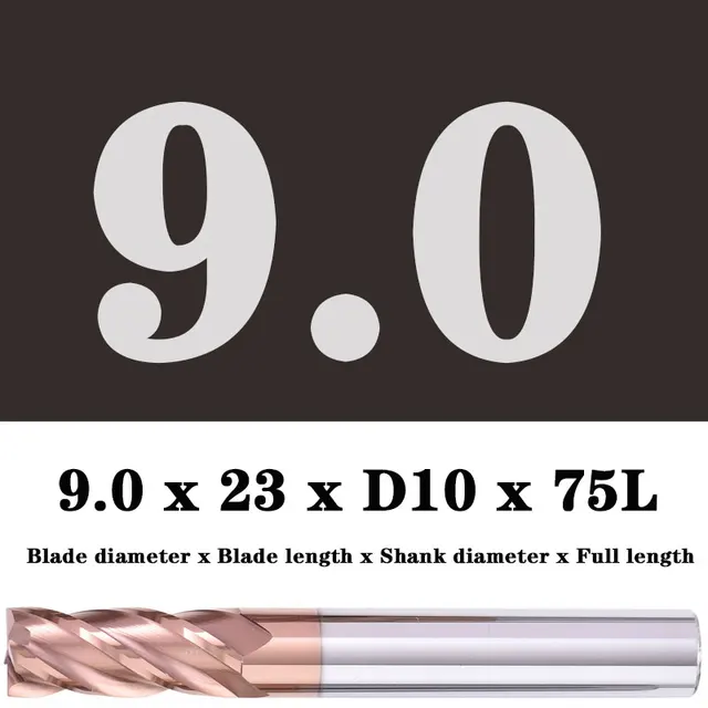 Milling Cutter Alloy Coating Tungsten Steel Tool Maching Hrc55 Endmill Milling Cutter Kit Milling Machine Tools cnc Router Bits 9x23XD10X75L