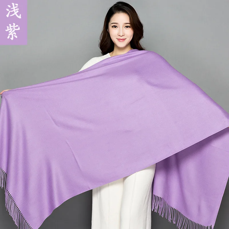Women Winter New Arrival Cashmere Pashmina Shawl Scarf Lady Long Solid Color Tassel Wrap Shawl  Soft Red Annual Meeting Scarves 6