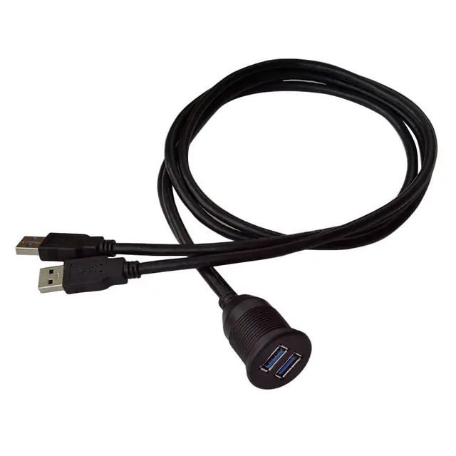 TNP - Cable de montaje empotrado USB 3.0, montaje en panel de salpicadero,  2 puertos, conector USB doble, conector de enchufe USB, cable de extensión