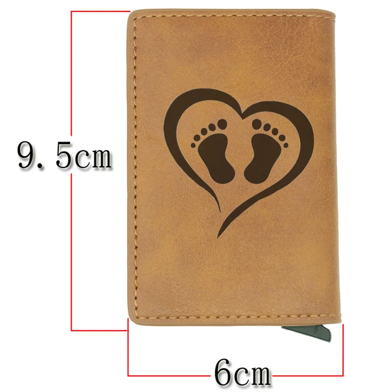 Новое поступление, модный кожаный RFID держатель для карт I Love baby Little feet, Противоугонный автоматический Кошелек, Чехол для карт, мужской кошелек
