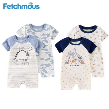 

2020 Summer 2PCS/Lot Newborn Cotton Short sleeve Cartoon cute pattern Toddler Baby Girls Boy jumpsuit Onesie 0-12M ropa de bebe