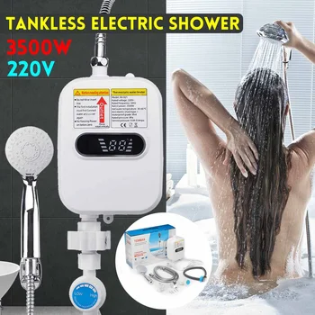 

3500W 220V Electric Water Heater Bathroom Kitchen Instant Hot Water Heater Tap Temperature Display With Faucet Shower