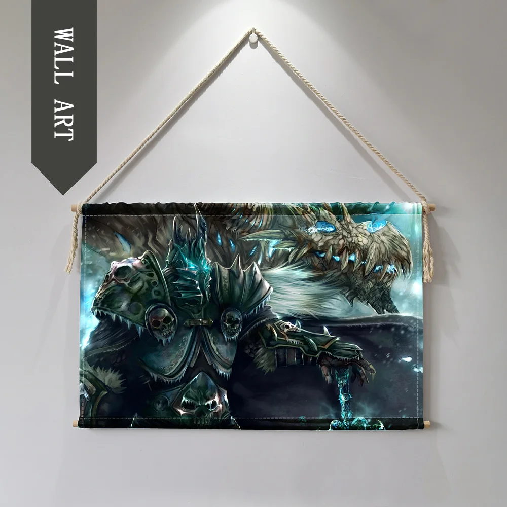 4 World of Warcrafts игра Lich King Висячие настенные художественные плакаты современные твердые деревянные ткани живопись вал прокрутки декоративные картины - Цвет: 4