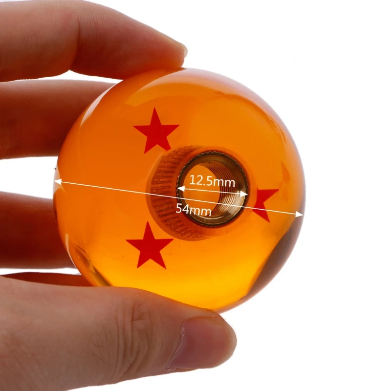 Universal Car Auto Manual Gear 54mm Shift Knob Ball 3-7 Stars+3 Pcs Nut Adapters Acrylic threaded shift knob