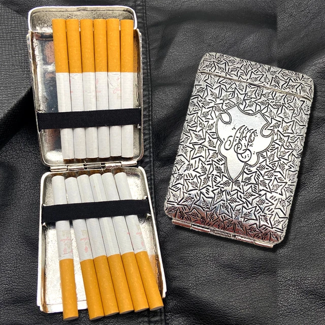  Retro Cigarettes Case Alloy Frosted Cigaret Box Double