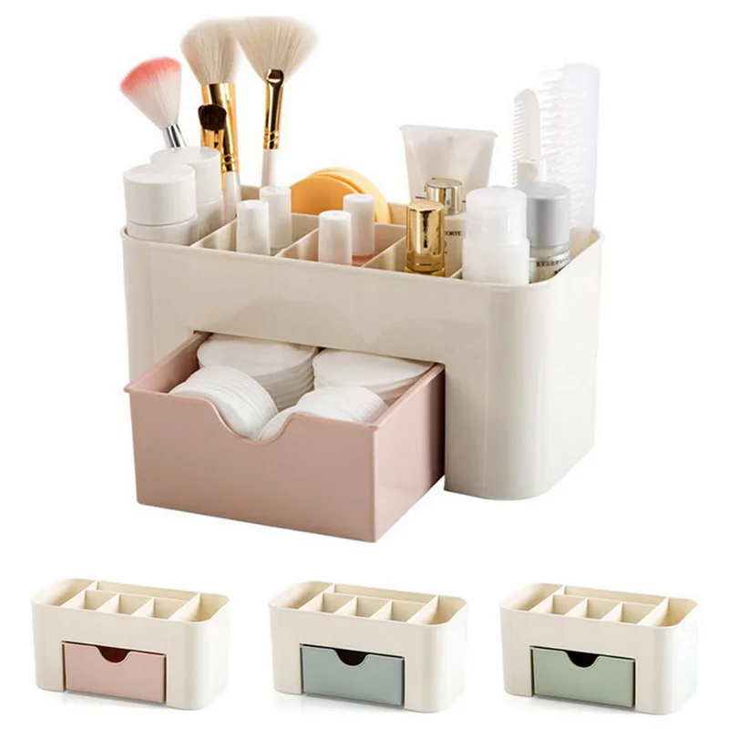 Drawer Type Double-layer Cosmetic Storage Box Multi-grid Necklace Jewelry Desk Dresser Storage Shelf Racks Household Items