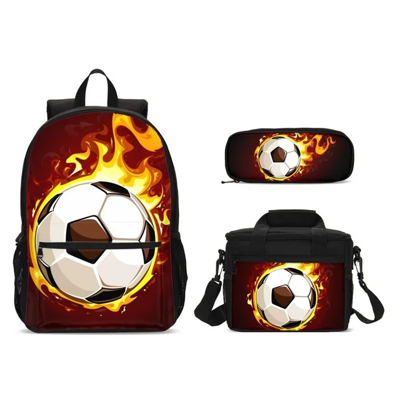 Mochila escolar con estampado 3D de Fire Soccer para niños