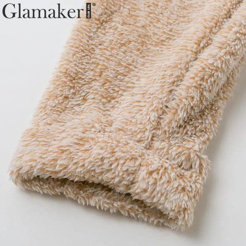 Glamaker трикотажная Лоскутная свободная толстовка с отложным воротником женская элегантная толстовка на молнии с длинным рукавом Женская Осенняя зимняя теплая толстовка