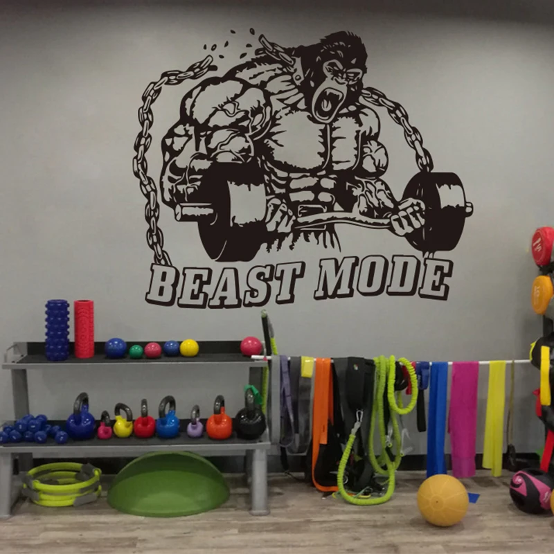 King Kong Fitness  Bodybuilding kettle bell Gym Wall Sticker Gym Crossfit Fitness Studio Motivational Wall Decal Vinyl (1)