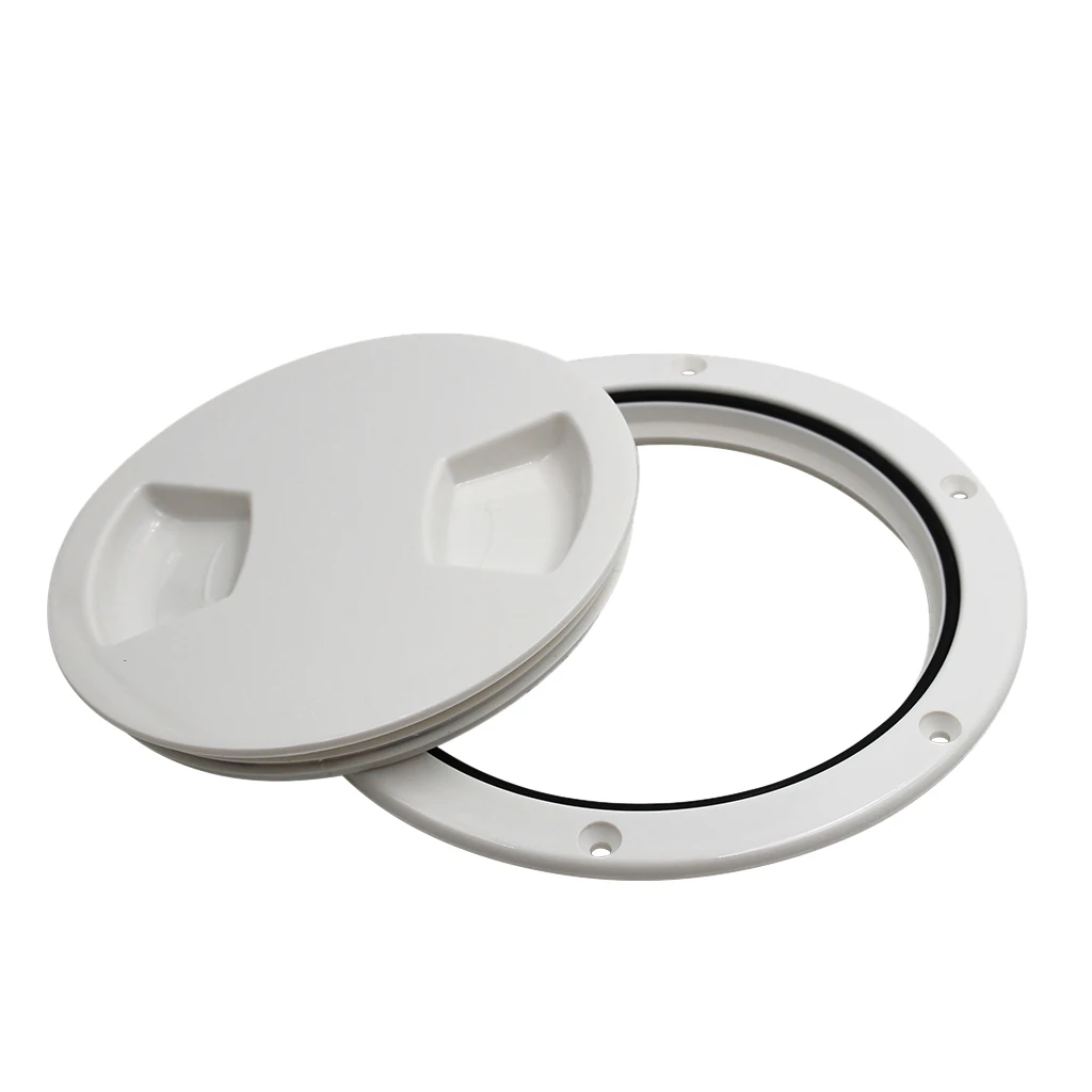 Marine Deck Plate, 5-1/2 Inch Marine Hatch Cover Pull Out Inspection Hatch for Boat Kayak Canoe, White