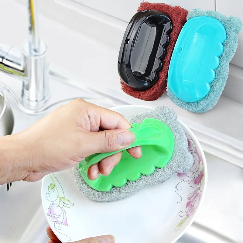 

1PC Nanometer Diamond Sand Sponge Descaling Clean Magic Pan Pot Windows Cleaning Brush Sponge Brush with Handle Kitchen Tools