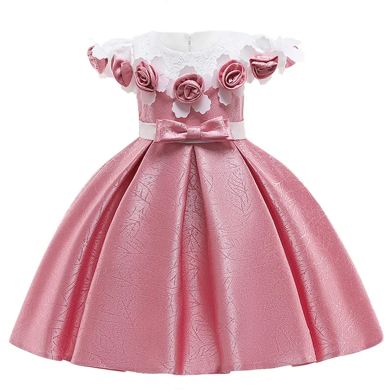 Детские платья для девочек; элегантное рождественское детское вечернее платье принцессы; свадебное платье с цветочным узором для девочек; Vestido Rapunzel - Цвет: Bean Powder