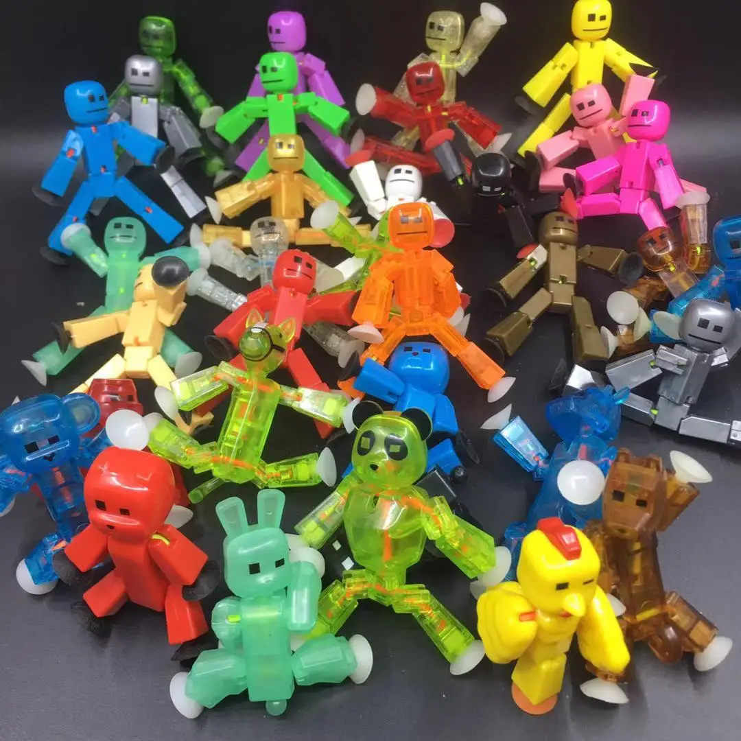 he man toys 1-10Pcs Random Color DIY Creat Animation Film Sticky Robot Sucker Suction Cup Funny Deformable Stick Bot Action Figure Toys king ghidorah toy Action & Toy Figures