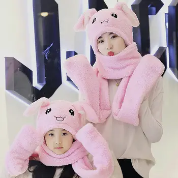 

2020 Newest Hot Plush Rabbit Ear Hat Pinch The Paw Ears Will Move Airbag Cap Toys Women Kids Christmas Gift