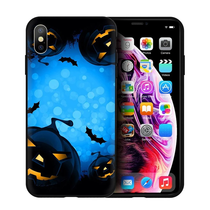 EWAU для тыквы хэллоуин силиконовый чехол для телефона iPhone 5 5S SE 6 6s 7 8 plus X XR XS Max - Цвет: B5